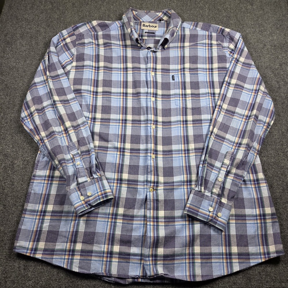 Barbour Flannel Long Sleeve Button Down XL Warren Shirt Blue